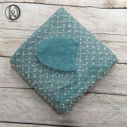 Don&Judy Fabrics Backdrop + Hat 2pcs/set Accessories Blanket Bonnet Cap for Newborn Photography Prop Photo Shoot