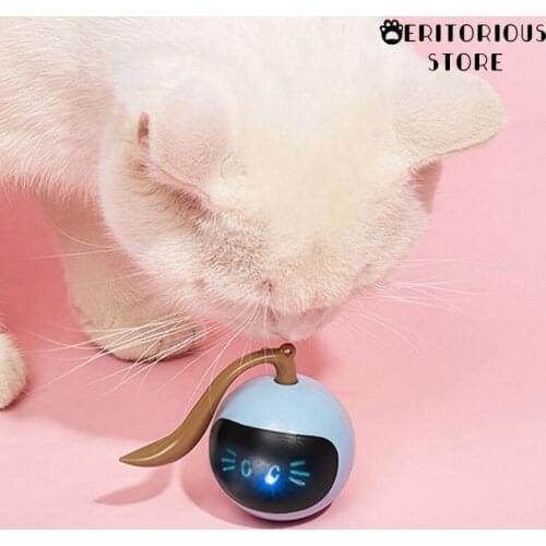 Smart Cat Toys Ball Automatic Interactive Catnip USB Rechargeable Self Rotating Toys Colorful Led Feather Bells