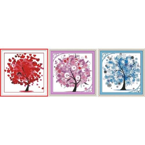 Everlasting Love Happy Tree Chinese Cross Stitch Kits Ecological Cotton Stamped 11CT DIY New Year Christmas Decorations For Home