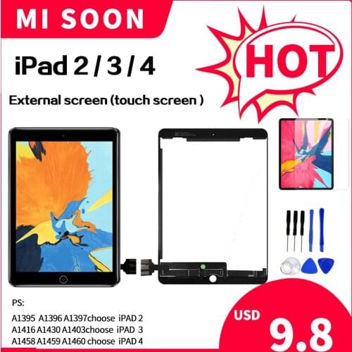 For iPad 2 3 4 A1430 LCD external screen Touch screendisplay Replacement for iPad 2 A1395 A1416 A1458 external screen