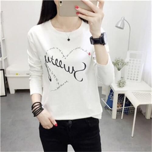 2019 new long-sleeved T-shirt womens spring and autumn Korean version of the tide loose wild ins tops A223