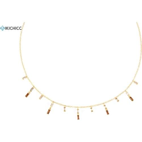 KIKICHICC 925 Sterling Silver Gold Brown Choker Collar Corto AVA Rosa Oro Long Chain Necklace 2021 Wedding Gift Jewelry Rock
