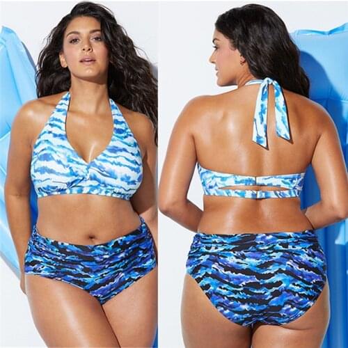 2018 Bikinis Women Swimwear High Waist Swimsuit Halter Sexy Bikini Set Bathing Suits Plus Size Swimwear Halter Swimming Suit 4XL