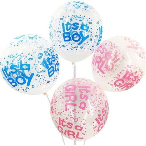 30pcs/lot 12 inch girl/boy balloons baby pink/blue color babay shower one year birthday party decoration