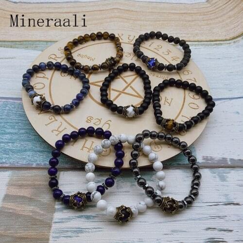 8mm Natural Crystal Bracelet for Jewelry Making Minerals Turquoise Tiger Eye Lapis Lazuli Roud Shape Beads DIY Charms BraceletS