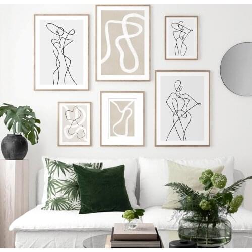 Abstract Lines Curve Body Art Modern Nordic Posters And Prints Wall Art Canvas Painting Gallery Decor Pictures For Living Room