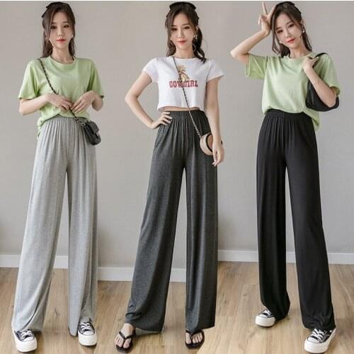 Modal wide-leg pants women casual elegant trousers high waist straight loose joggers women pants wild slim casual mopping pants
