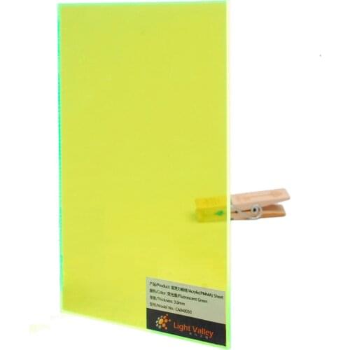 Acrylic/PMMA Cast Transparent/Tinted Color Sheets 3.0mm for Jewelry, Craft, Art Work, Decoration - Fluorescent Chartreuse(53200)