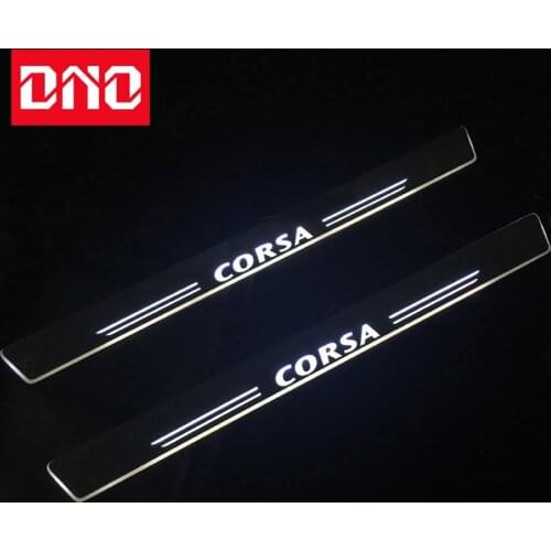 DNO Trim Pedal LED Car Light For Opel Corsa D E 2006 - 2017 2018 2019 Door Sill Scuff Plate Pathway Moving Acrylic Welcome Lamp