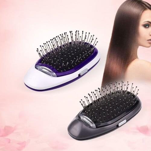 Mini Electric Brush Hair Straightener Ionic Hair Brush Massaging Hair Brush Portable Styling Comb Negative Ions Scalp Massager