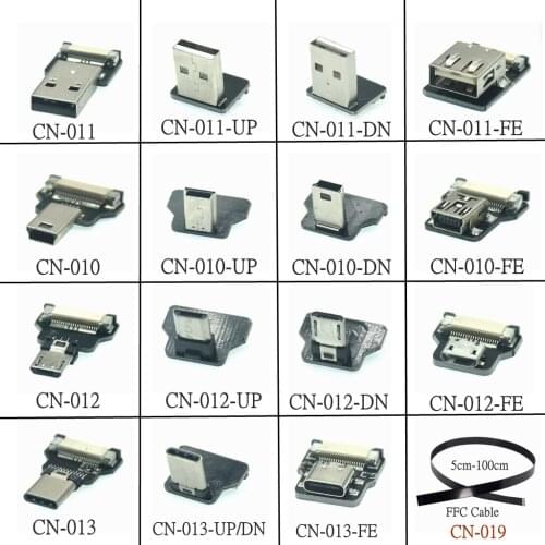 FFC Type-C Mini Micro USB Extension Ribbon 90 FPV Slim Flat Soft flexible FPC charge FPV Brushless Handheld Gimbal monitorCable