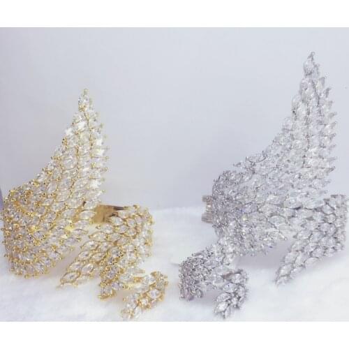 HIBRIDE Luxury Unique African Bracelet Bangle Ring Sets For Women Wedding Cubic Zircon Crystal CZ Dubai Bridal Jewelry SetN-1177