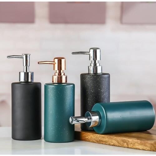 350ML Ceramic Bathroom Soap Dispenser Pump Bottle Shower Gel Shampoo Bottle Bath Washing Tools