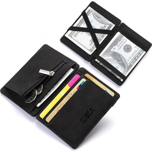 Upscale Upgrade Ultra Thin Mini Wallet Men Women Business PU Leather Magic Small Wallets Coin Purse Credit Card Holder Wallets
