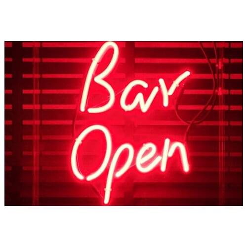 Custom Red Bar Open Acrylic Neon Light Lamp Sign Beer Bar Handmade Real Glass Decorate Home Wall Room Decor Club Tube