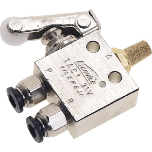 Mechanical Valve TAC2-31V 1/8" Female Thread Exhaust Valve 2 Position 3 Way Roller Lever Pneumatic Valve Switch with Fitting