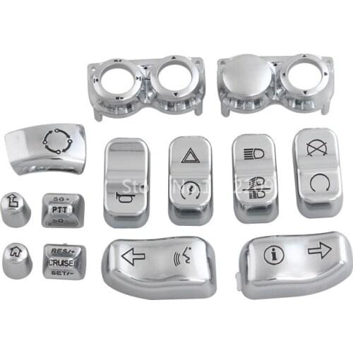 Motorcycle Hand Switch Housing Button Cap Kit For Harley Touring Road King Electa Street Tri Glide 2014-UP Chrome Accessories