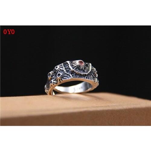 2021 New S925 Sterling Silver Thai Silver Retro Hipster Personality Open Ring Crater Ring