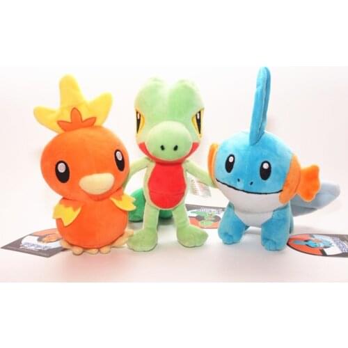 Torchic Treecko Mudkip Plush Doll Pokemon Peluche Stuffed Toy Initial Elf Combination Childrens Day Gift