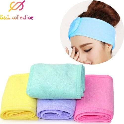 Facial Headband Make Up Wrap Head Terry Cloth Headband Stretch Towel with Magic Tape Makeup Headscarf Extension Eyelashes Tools