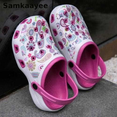 Sandals Women Shoes Slippers Summer Female Clogs Platform Print Flower Garden Shoes Size 36-42 Mujer Beach Breathable Zapatos 2