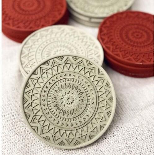 Silicone Round Coaster Molds Concrete Cup Holder Tray Molds Hollow Plate Tray Molds Pattern Jesmonite Trinket Tray Molds