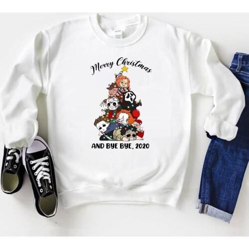 Horror Movie Characters Friends Sweatshirt Funny Christmas 2020 Crewneck Sweatshirts Scary Friends Squad Hoodie Vacation Tops