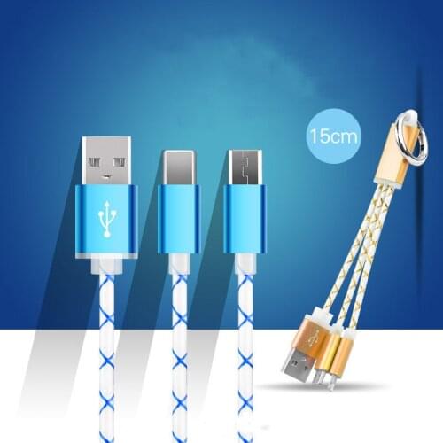 Universal Portable 2 in 1 USB Data Charging Cable Keychain Usb Cable Cord for Samsung HTC iPhone 5 5s 6 6s 6 plus 7 7plus A40