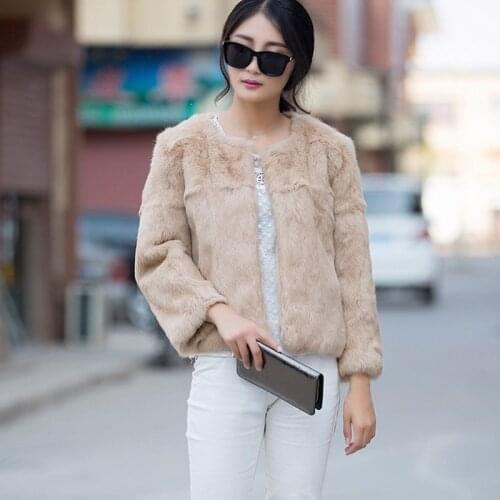 Whole skin rabbit fur coat lady fur jacket short style 2016 winter new large size women clothing outerwear coats