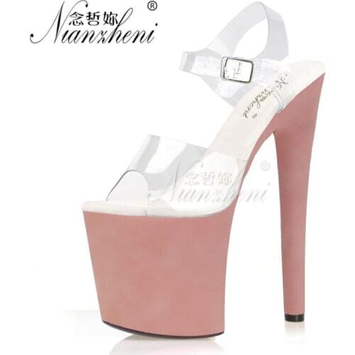 Concise Elegant Shallow Womens Sandals 20CM High heeled shoes Super Big Size 8 inches Clubbing Queen Stripper Show Novelty Sexy