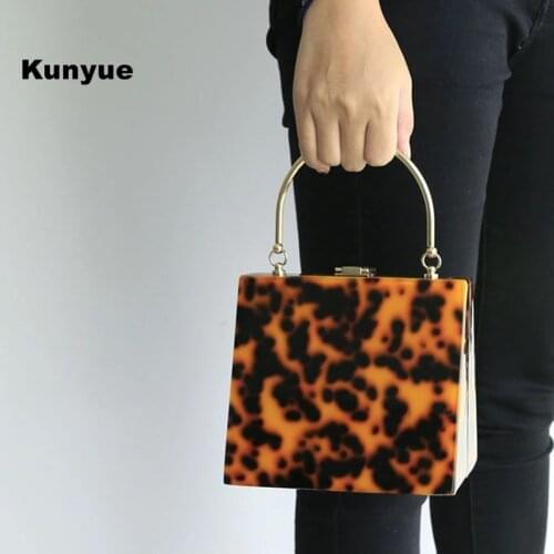 20Stylish New Wallet Women Leopard Amber Print Evening Bag Retro Acrylic Party Prom Luxury T-Shape Clutch Purse Fashion Handbags