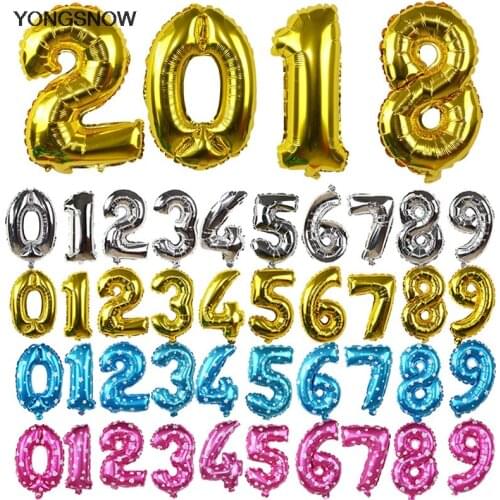 1pc Number Foil Balloon Happy Birthday Digit Air Balloons Wedding Decoration Baby Shower Event Party Supplie 2020 Christmas Ball