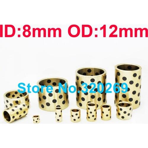1PC JDB Graphite Lubricating Brass Bearing Bushing Sleeve Oilless ID 8Mm 8x11x30 8x12x8 8x12x25 8x12x12 8x12x15 8x12x16 8x12x20