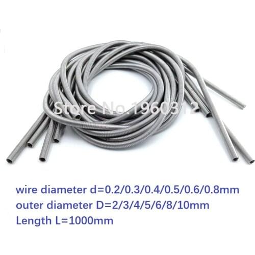 1pc/lot wire 0.2mm 0.3mm 0.4mm 1 meter Stainless Steel Tension Spring Extension Spring Out Dia 2mm/3mm/4mm/5mm
