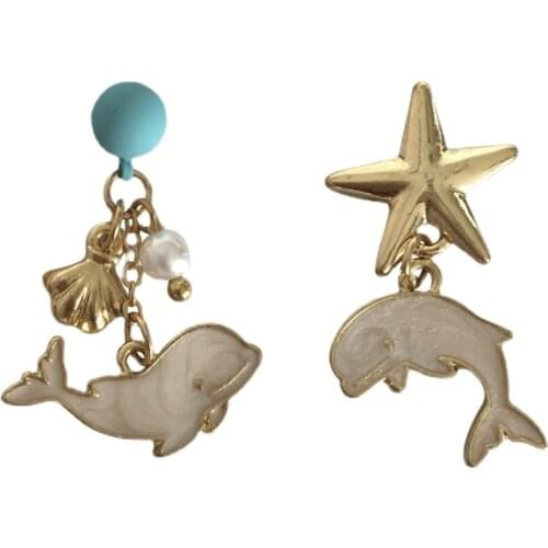 10 pair/ lot fashion jewelry accessories new design metal starfish dolphin earrings