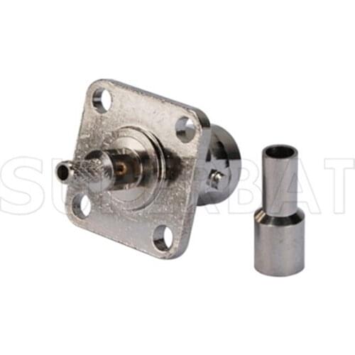 Superbat 10pcs BNC Crimp Jack 4 Hole Panel Flange Mount(17.5mm*17.5mm) RF Coaxial Connector for RG316,RG174,LMR100,RG179
