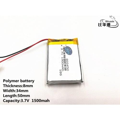 10pcs/lot Good Qulity 3.7V,1500mAH,803450 Polymer lithium ion / Li-ion battery for TOY,POWER BANK,GPS,mp3,mp4