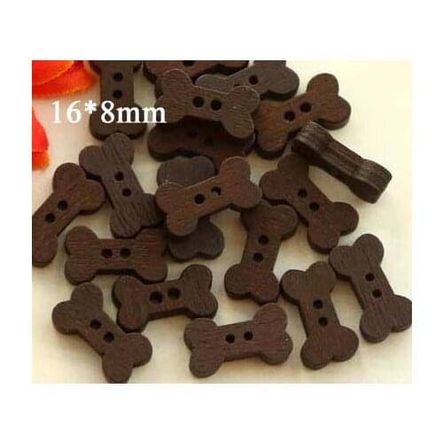 100pcs/lot Size:15*8mm cute bone design wooden buttons,sewing buttons,2-holes buttons(ss-555)
