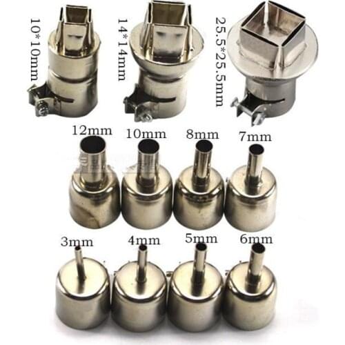 11Pcs 850/852/952 Air Pump Hot Air Gun Nozzle IC Disassembling Station BGA Desoldering With 1125 1126 1129 Square Wind Mouth