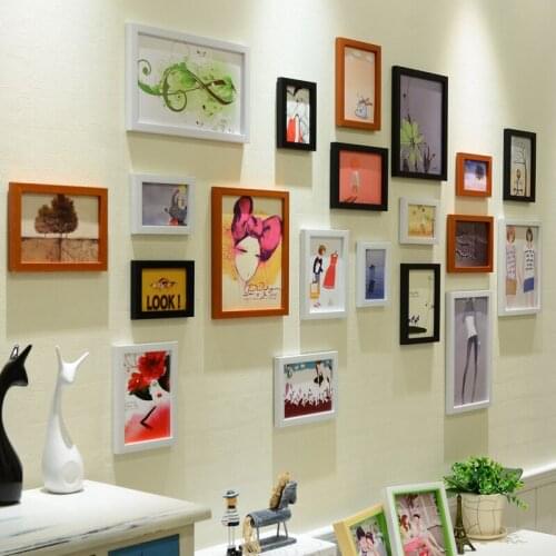 20 Pcs Simple Classic Photo Frame Wall Living Room Creative Wedding Wall-mounted Art Painting Picture Frame European Black Q