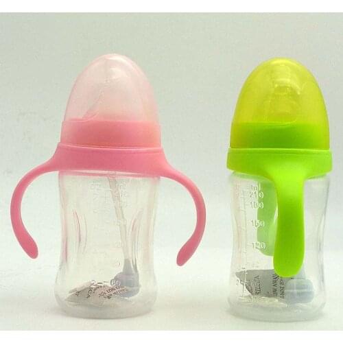 210ml Cute Baby Bottle Infant Newborn Children Learn Feeding Drinking Handle Bottle Kids Straw Juice Water Bottles Training Cup