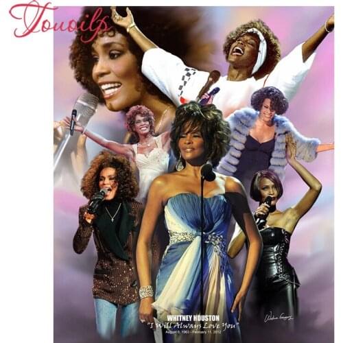 TOUOILP 5D Whitney Houston spuare&round diamond embroidery mosaic diamond cross stitch Needlework Rhinestones diamond painting