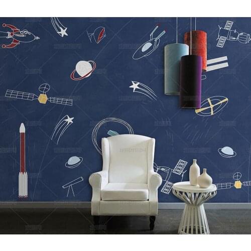 Bacal Watercolor airplane Outer space Wall Sticker kids baby rooms home decoration 3D Mural Decals nursery stickers wallpaper