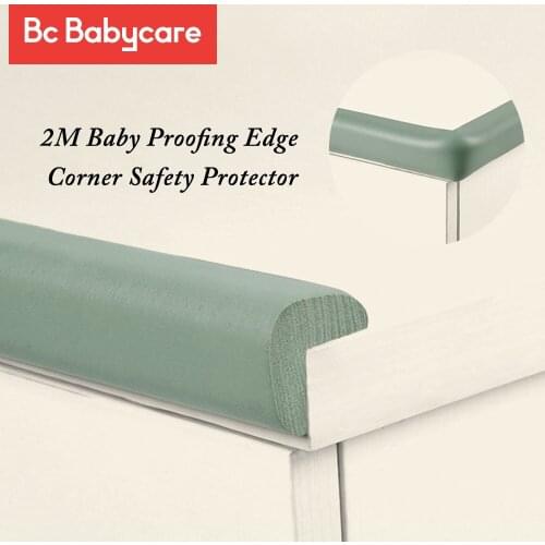 BC Babycare 2M Baby Proofing Edge Corner Safety Protector Soft Rubber Foam Table Safety Bumper Guard 3M Pre-Taped Corners