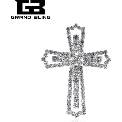 Blingbling Crystal Silver COlor Rhinestone Cross Brooch Pin Christian Jesus Brooch Pin