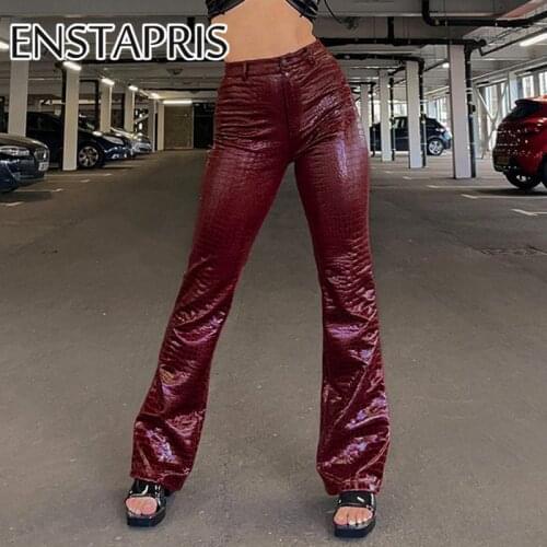 Gothique Faux Leather Pants Autumn Grunge Punk Casual Slim Black High Waist Skinny Straight Trousers Streetwear Nightclub 90s