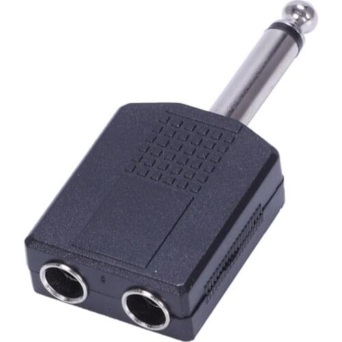 Black 6.35 1/4" Male to Dual Female Mono Y Cord PA o Cable Adapter