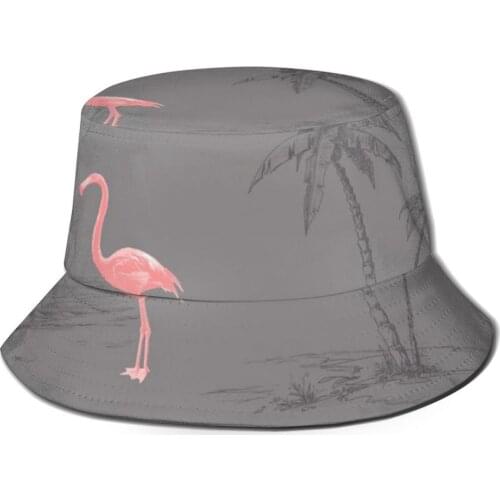 CINESSD New Fashion Bucket Hats Fisherman Caps For Women Men Gorras Summer Charcoal Pink Flamingo