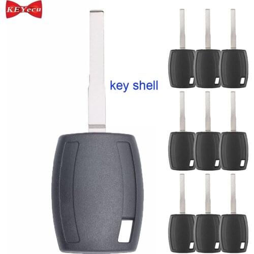 KEYECU 10pcs for Ford Escape Fiesta Focus Transit Connect Transponder Key Shell Case Fob HU101 Blade Without Chip