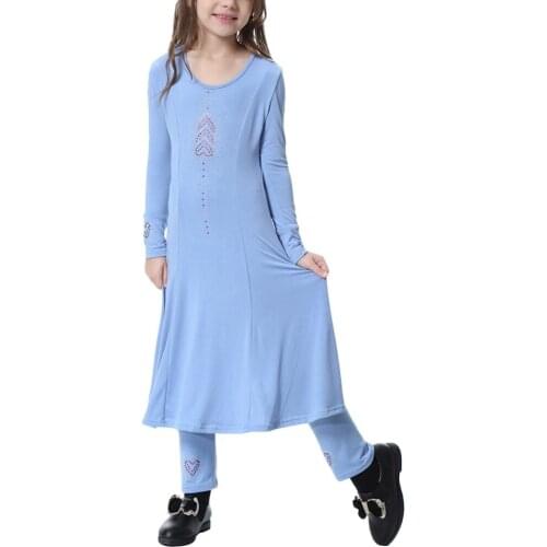 2pcs Set Winter Kid Girls Clothes Islamic Burka Arab Dresses Muslim Dance Dress Leggings Pants Toddler Girl photo props Costume